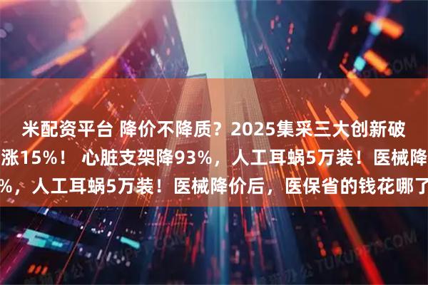 米配资平台 降价不降质？2025集采三大创新破局：国产器械研发投入涨15%！ 心脏支架降93%，人工耳蜗5万装！医械降价后，医保省的钱花哪了