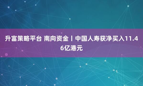 升富策略平台 南向资金丨中国人寿获净买入11.46亿港元