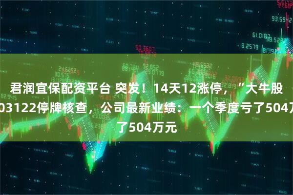 君润宜保配资平台 突发！14天12涨停，“大牛股”603122停牌核查，公司最新业绩：一个季度亏了504万元